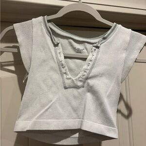 Urban Outfitters Kids' White Ribbed V-Neck Sweater